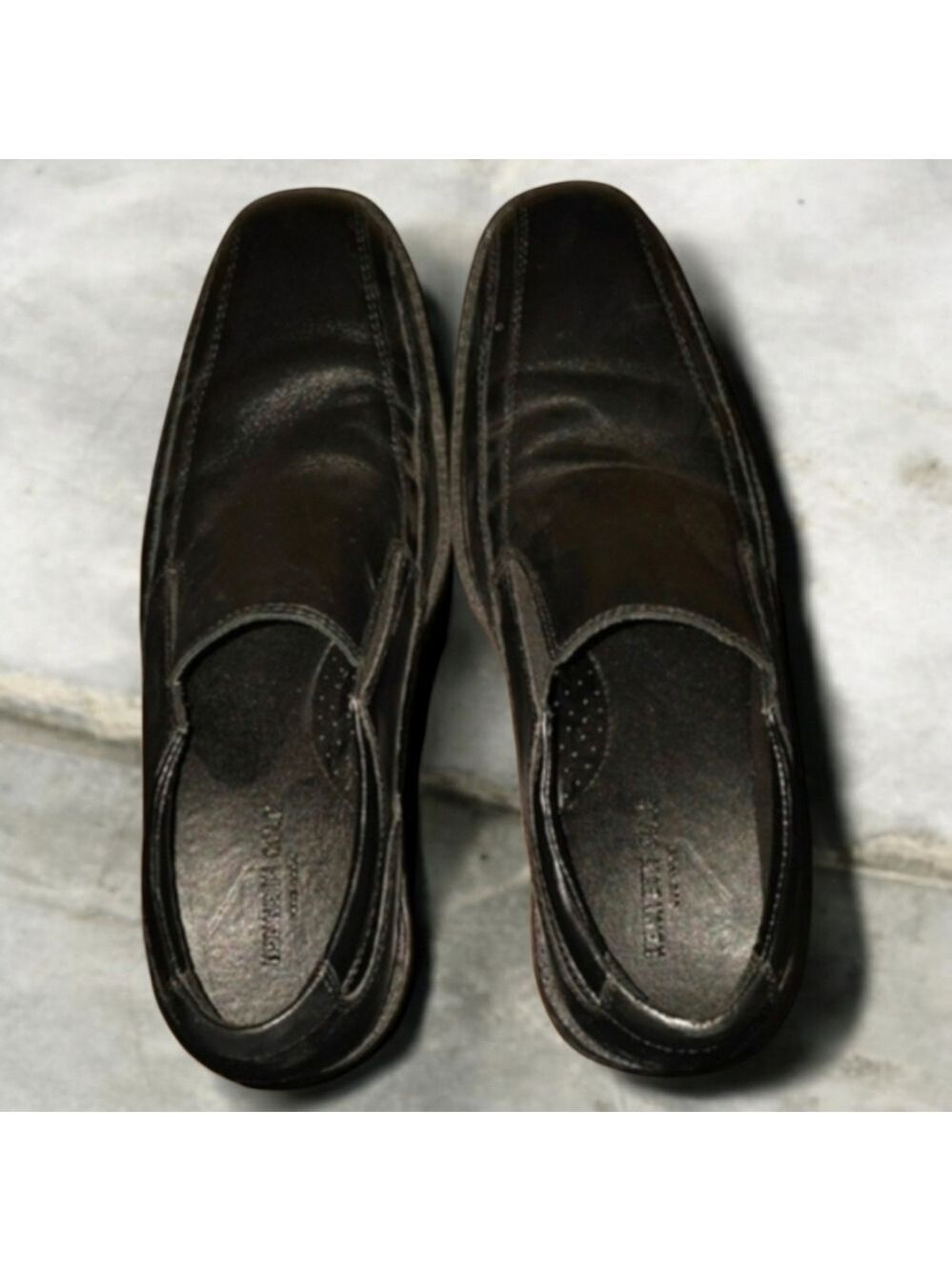 Kenneth Cole Black Leather Loafers Slip On Mens Size 10.5 10-1/2